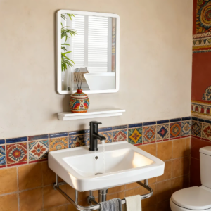 Lavabo Para Baño Lavabo Flotante Con Grifo Toallero Y Espejo