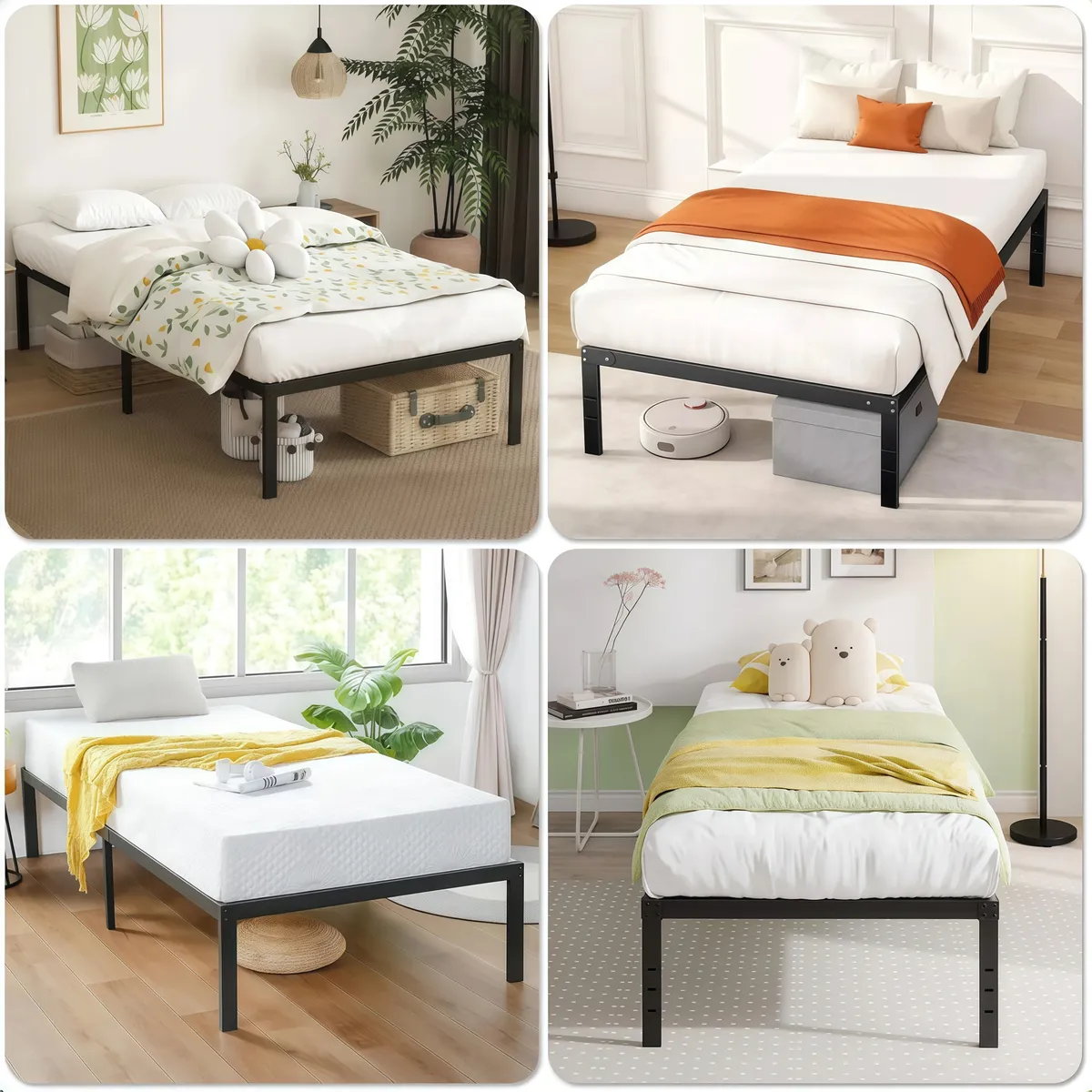 Bases De Cama Individuales Metal Espacio De Almacenamiento